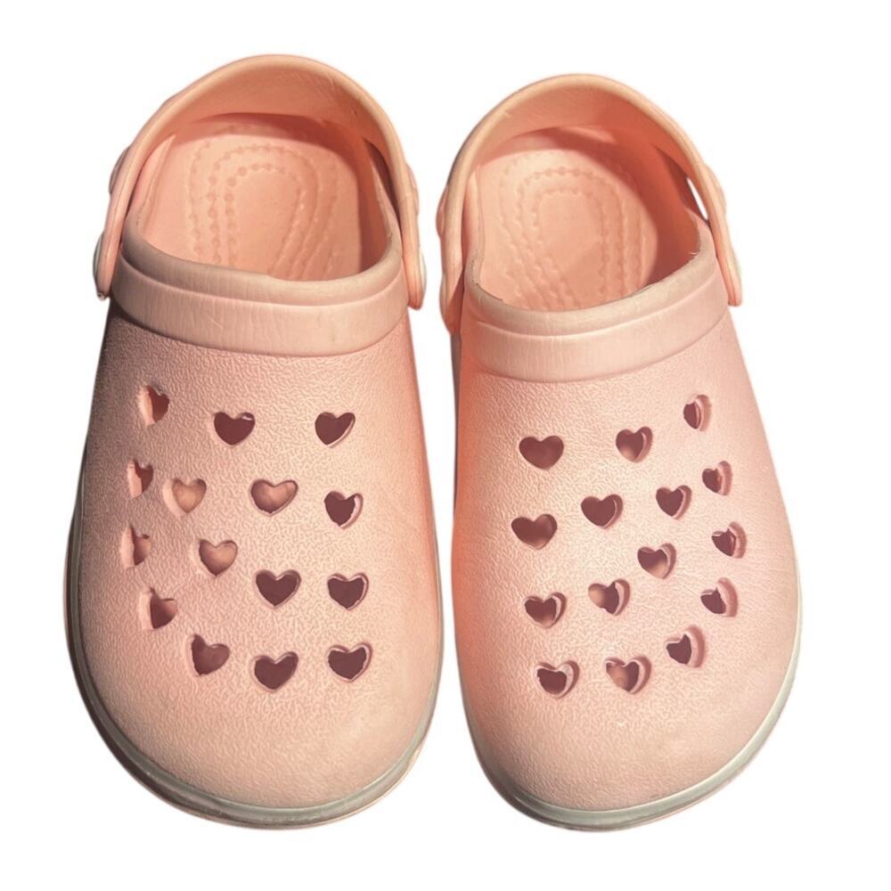 Pink Heart Cutout Croc Style Shoes Girls Size 10